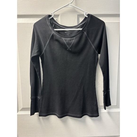 OLD NAVY Womens Thermal Waffle Base Layer Long Sleeve Scoop Neck Black Med - Picture 1 of 5